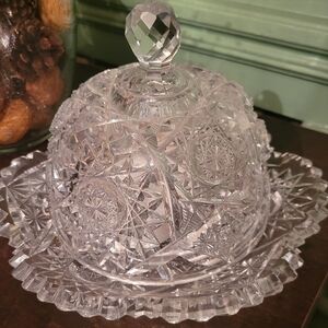 Elegant Crystal Butter Dish